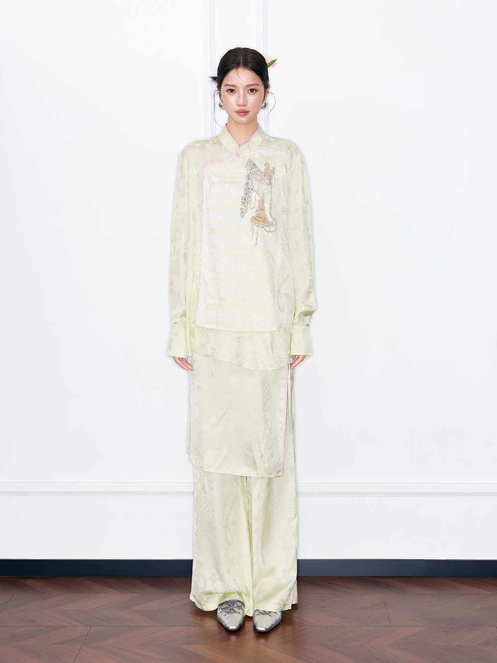 MUKZIN“Night Ballad of Chang'an”Wrap Layered Wide-Leg Pants | Tang Dynasty Inspired Satin Trousers (Copy)
