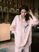 MUKZIN“Capsule Collection”Pink Jacquard Embroidery Loose Long Shirt