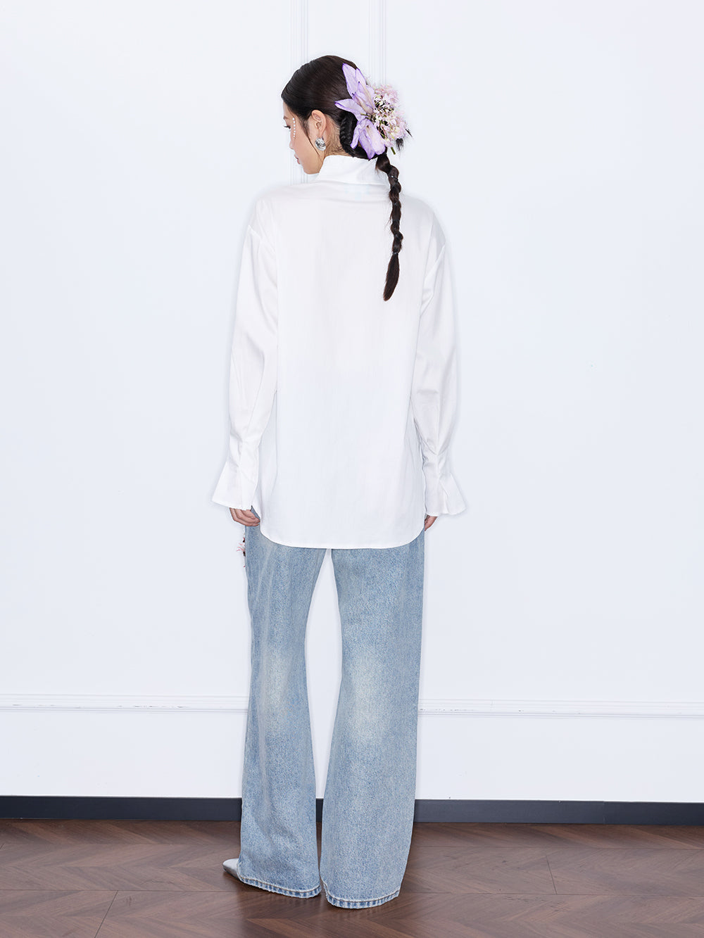 MUKZIN¡°Capsule Collection¡±Minimalist Stand Collar White Button Down Shirt