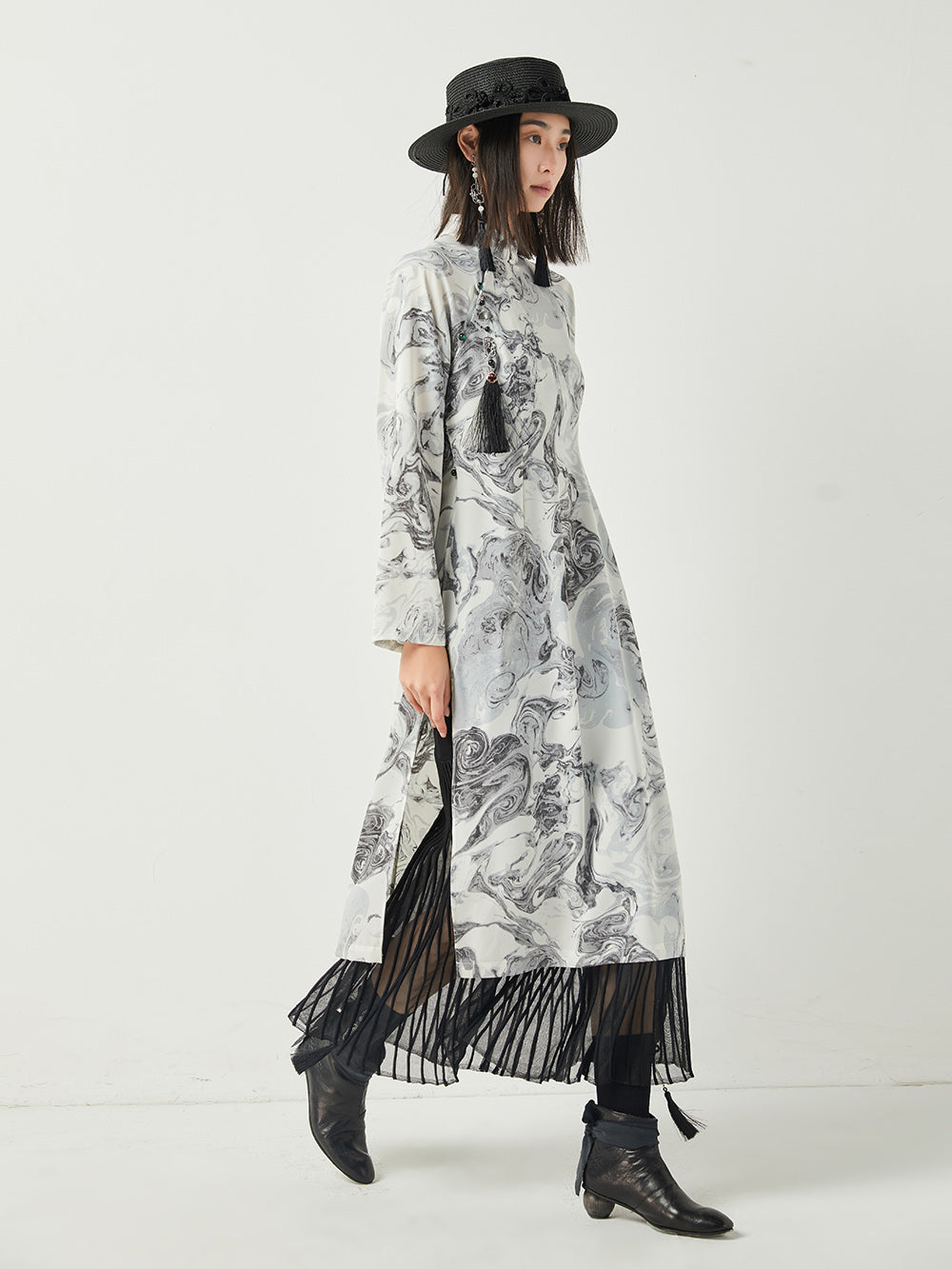 MUKTANK × CUUDICLAB Chinese Style Printed Holiday Maxi Dress