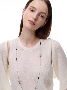 MUKTANK×SUN HUNTER Long Chain with Iris Design, Agate and Pearls