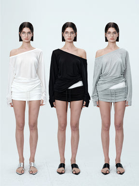MUKTANK×MODULER Mid-low Waisted Tencel Skirt-pants With a Stacked Feel (Anti-sheer Design)