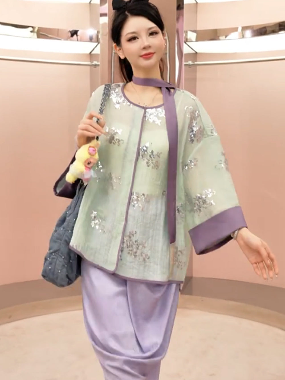 MUKZIN“Capsule Collection”Matcha Green Neo-Chinese Style Cardigan