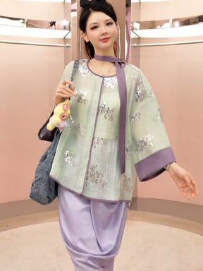 MUKZIN“Capsule Collection”Matcha Green Neo-Chinese Style Cardigan