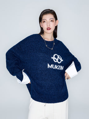 MUKZIN Linglong "Bafang Linglong" detachable Cuffs Crew Neck White Wool Top