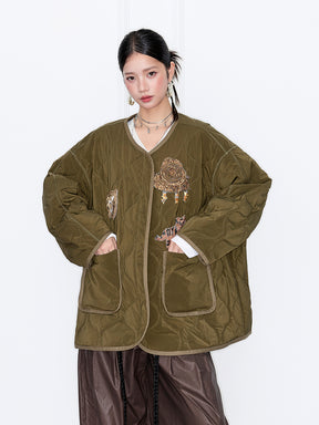 MUKZIN“Capsule Collection”Chinese Style Gilded Embroidery Oversized Silhouette Neo-Chinese Cotton Coat