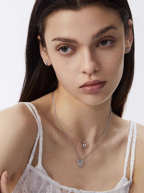 MUKTANK×SUN HUNTERDouble-layer lace heart lock necklace