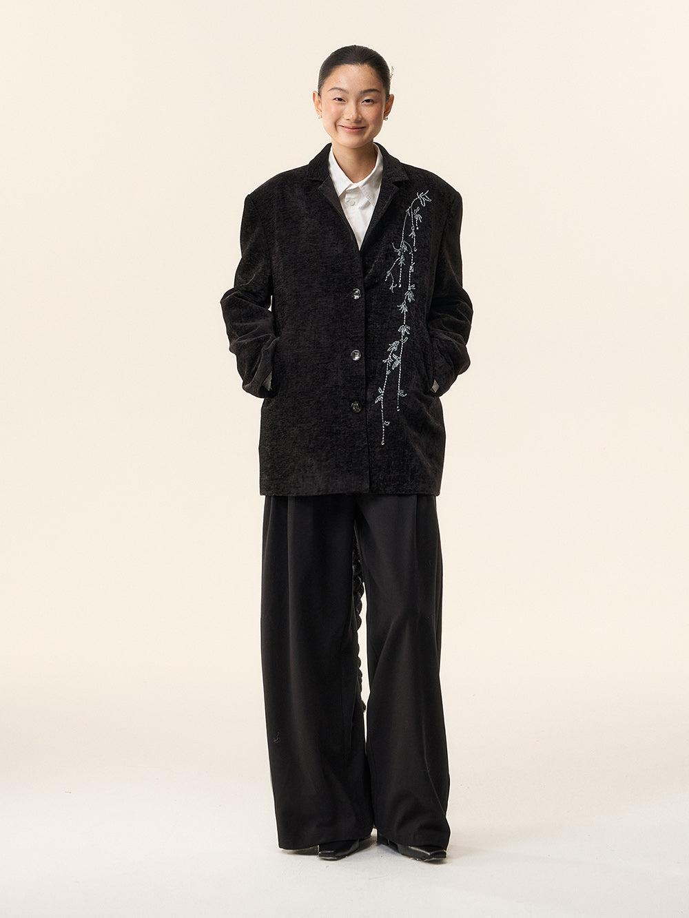 MUKTANK×LOUMUTAKU Beaded Embroidery Branch-Patterned Blazer