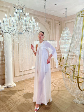 MUKTANK×Jqwention White tulle vacation dress