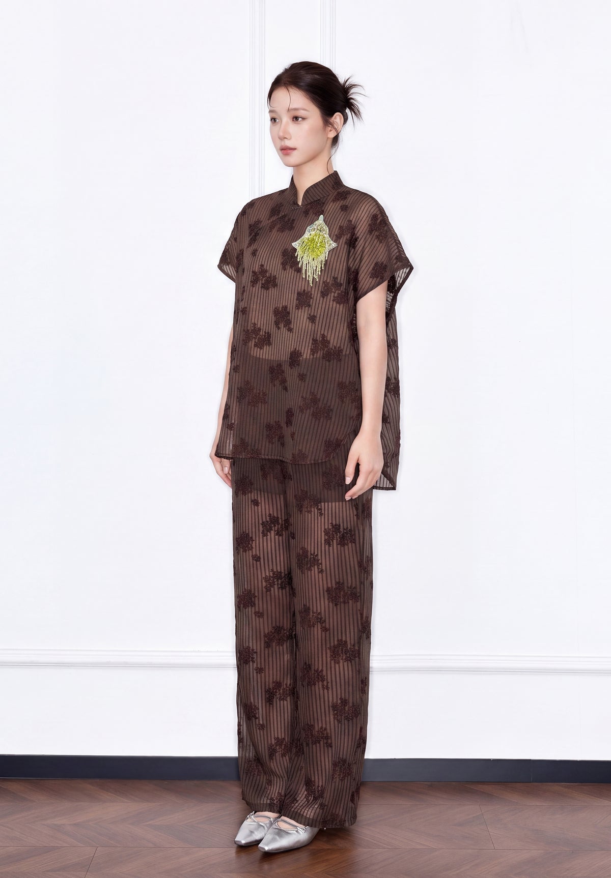 MUKZIN×Capsule Collection Modern Chinese Trousers with ICH Hami Hand Embroidery