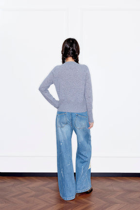 MUKZIN“Capsule Collection”Elegant Color - Blocked Fruit Embroidery Fake Two - Piece Sweatshirt (Copy)