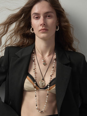 MUKTANK×SUN HUNTER Adjustable Slider Vintage Embossed Heart Necklace