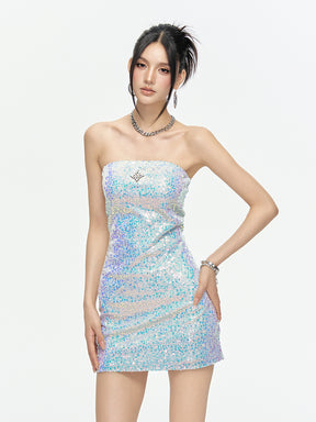 MUKTANK×ARDENCODE Sexy & Elegant Socialite Style Pure Desire Bodycon Mermaid Strapless Sequin Dress