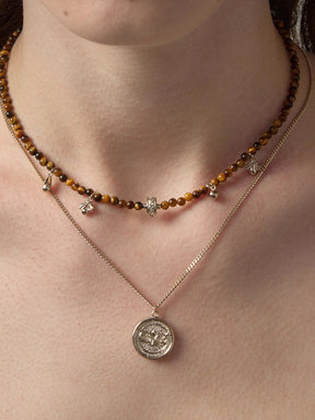 MUKTANK×SUN HUNTER Coin Tiger Eye Double Layer Necklace