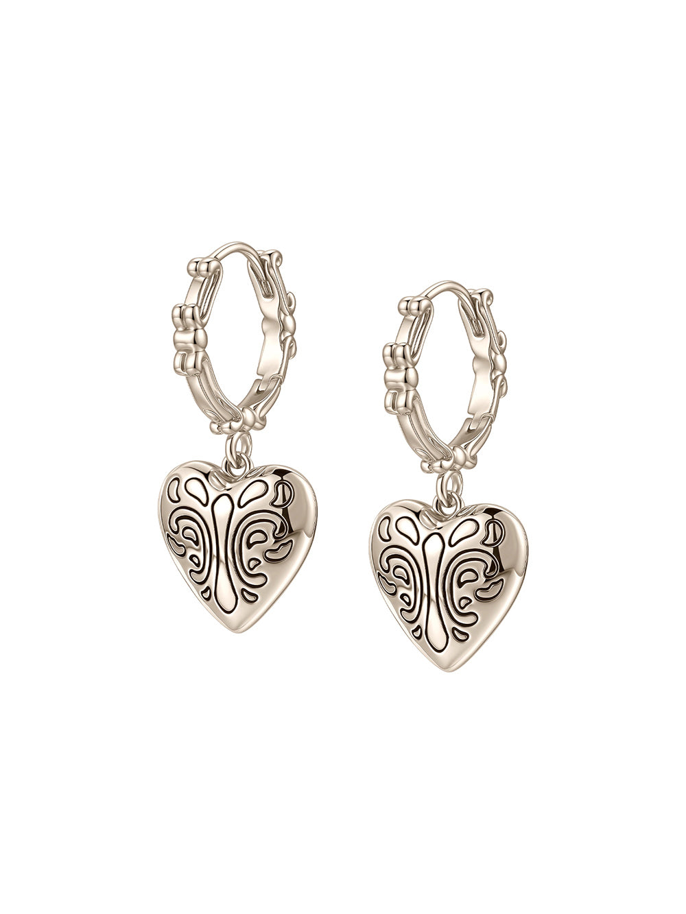 MUKTANK×SUN HUNTER Vintage Heart Carved Ear Cuffs