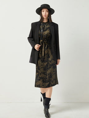 MUKTANK×CUUDICLAB Gold Foil Jacquard Dress