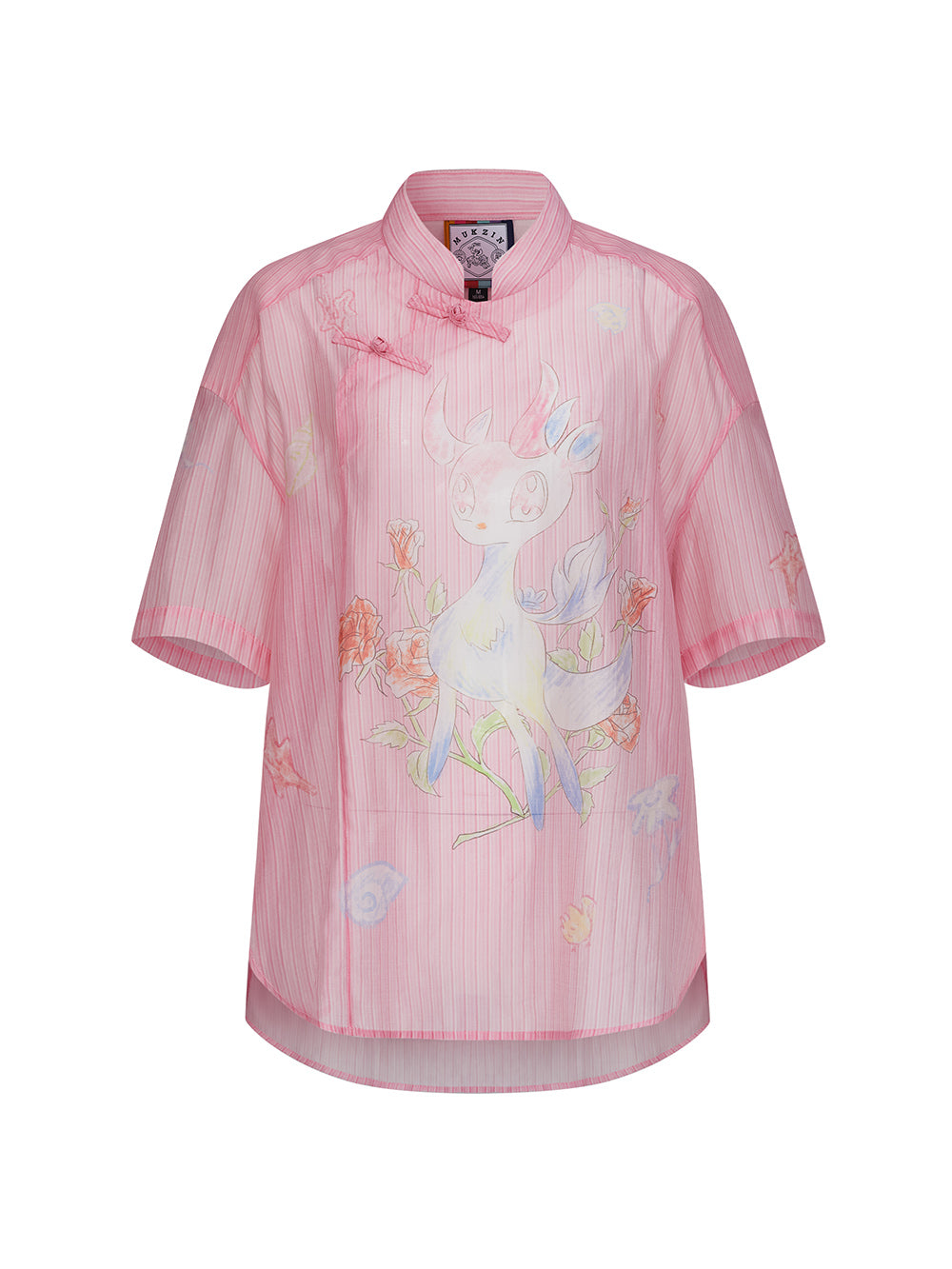 Mukzin "Ode To The New Summer" New Chinese-Style Shirt With Frog Buttons At The Collar And Printed Patterns