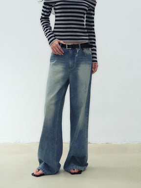 MUKTANK X WESAME Straight Cut Washed Jeans