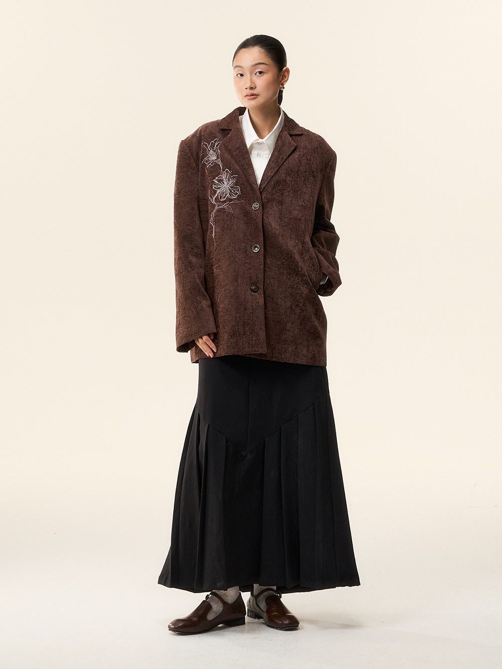 MUKTANK×LOUMUTAKU Embroidered Jacquard Velvet Blazer