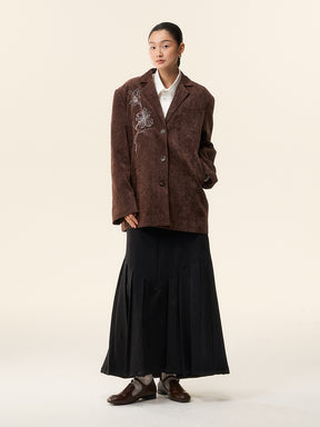 MUKTANK×LOUMUTAKU Embroidered Jacquard Velvet Blazer