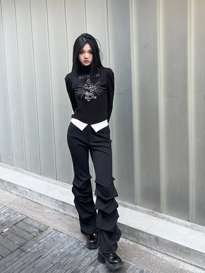 MUKZIN Rhinestone Turtleneck Bottoming Shirt