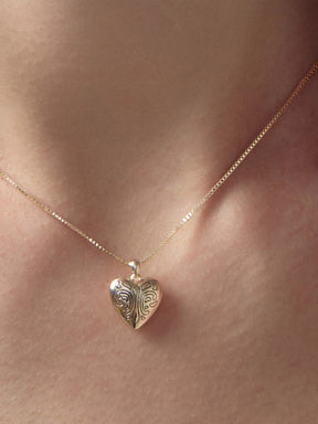 MUKTANK×SUN HUNTER Mini Carved Heart Plain Chain Necklace