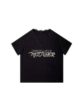 MUKTANK×MODULER Heavy-Detailed T-Shirt with Lace Paneling and Pearl Embroidery