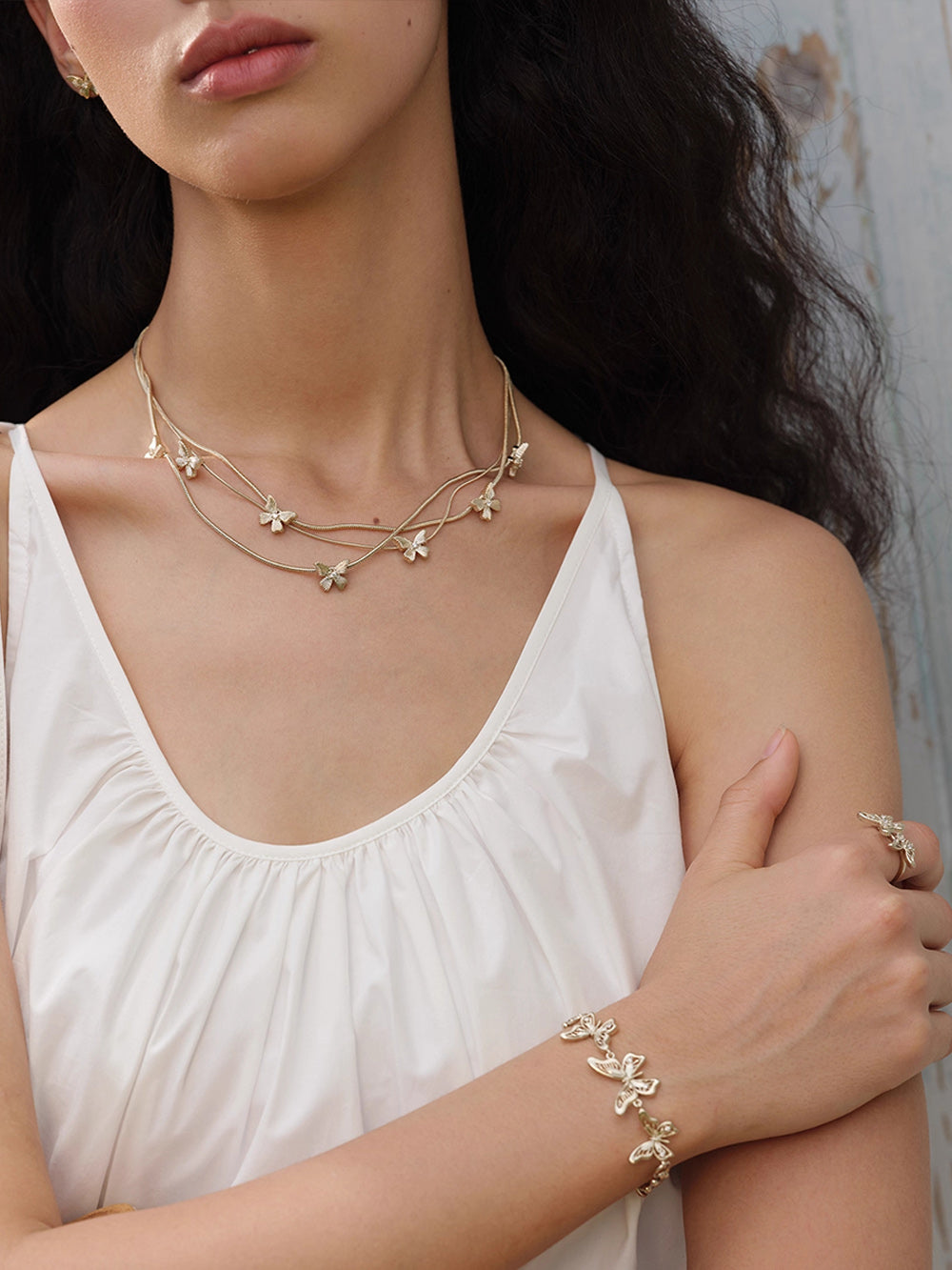 MUKTANK×SUN HUNTER “Emergence”Three-Layer Lace Butterfly Necklace