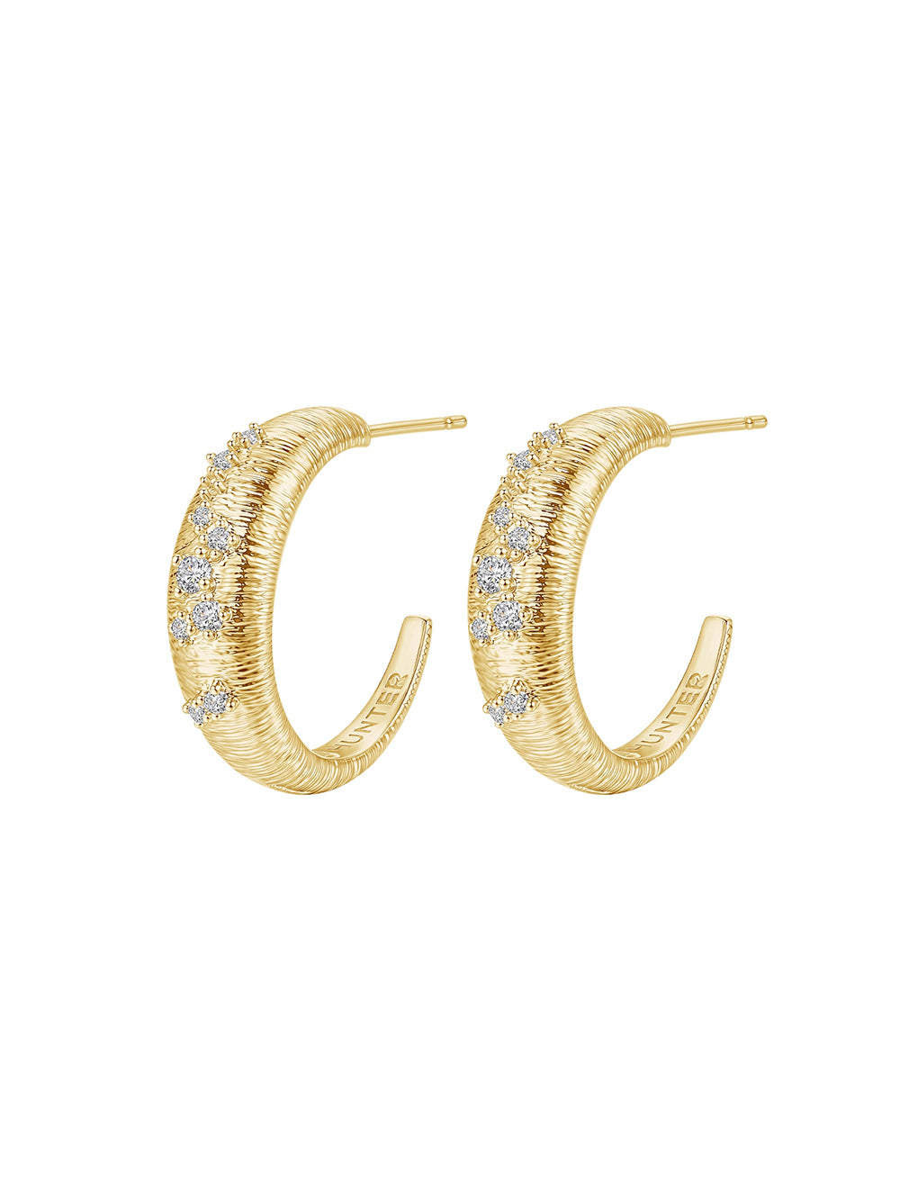 MUKTANK×SUN HUNTER 2mm Diameter C-Hoop Brushed Earrings