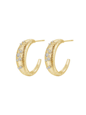 MUKTANK×SUN HUNTER 2mm Diameter C-Hoop Brushed Earrings