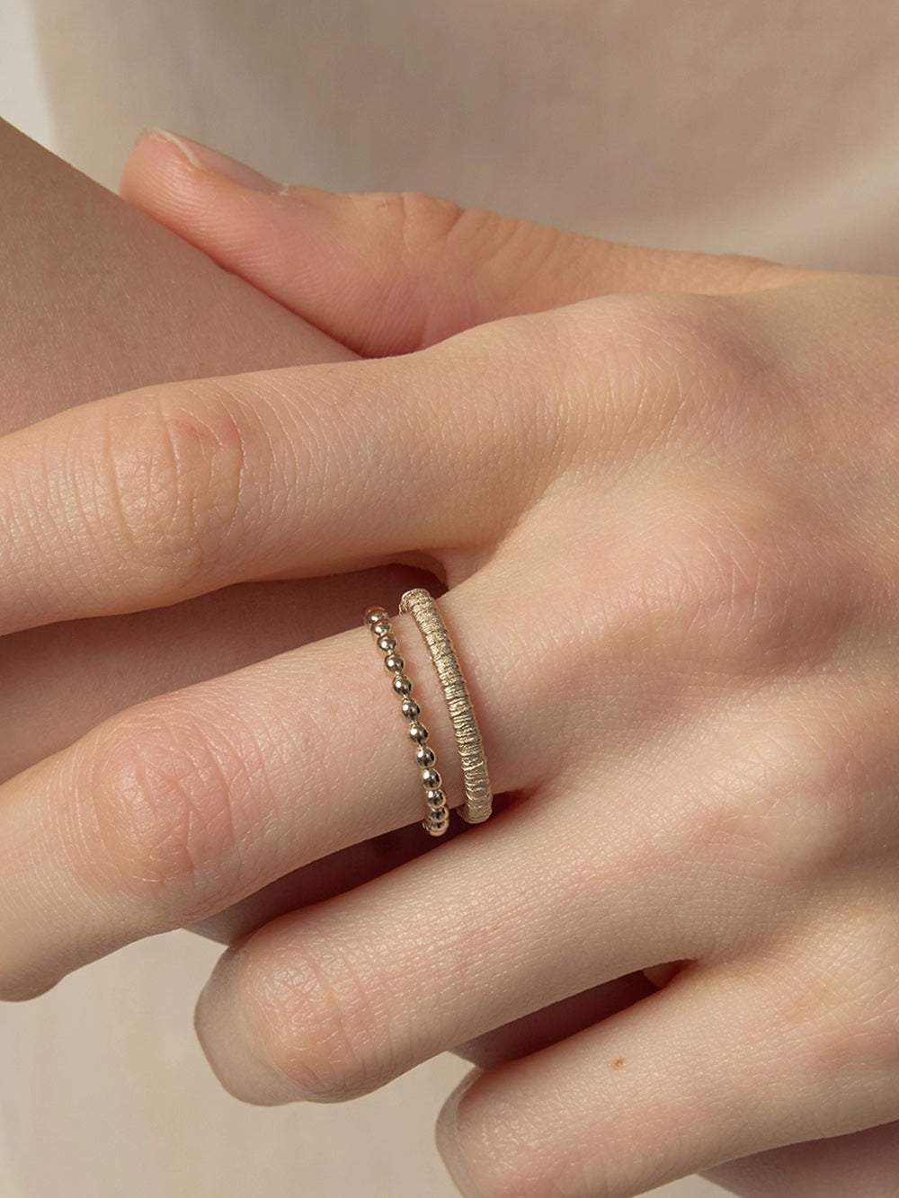 MUKTANK×SUN HUNTER Brushed Double-Layer Ring - S925 Silver