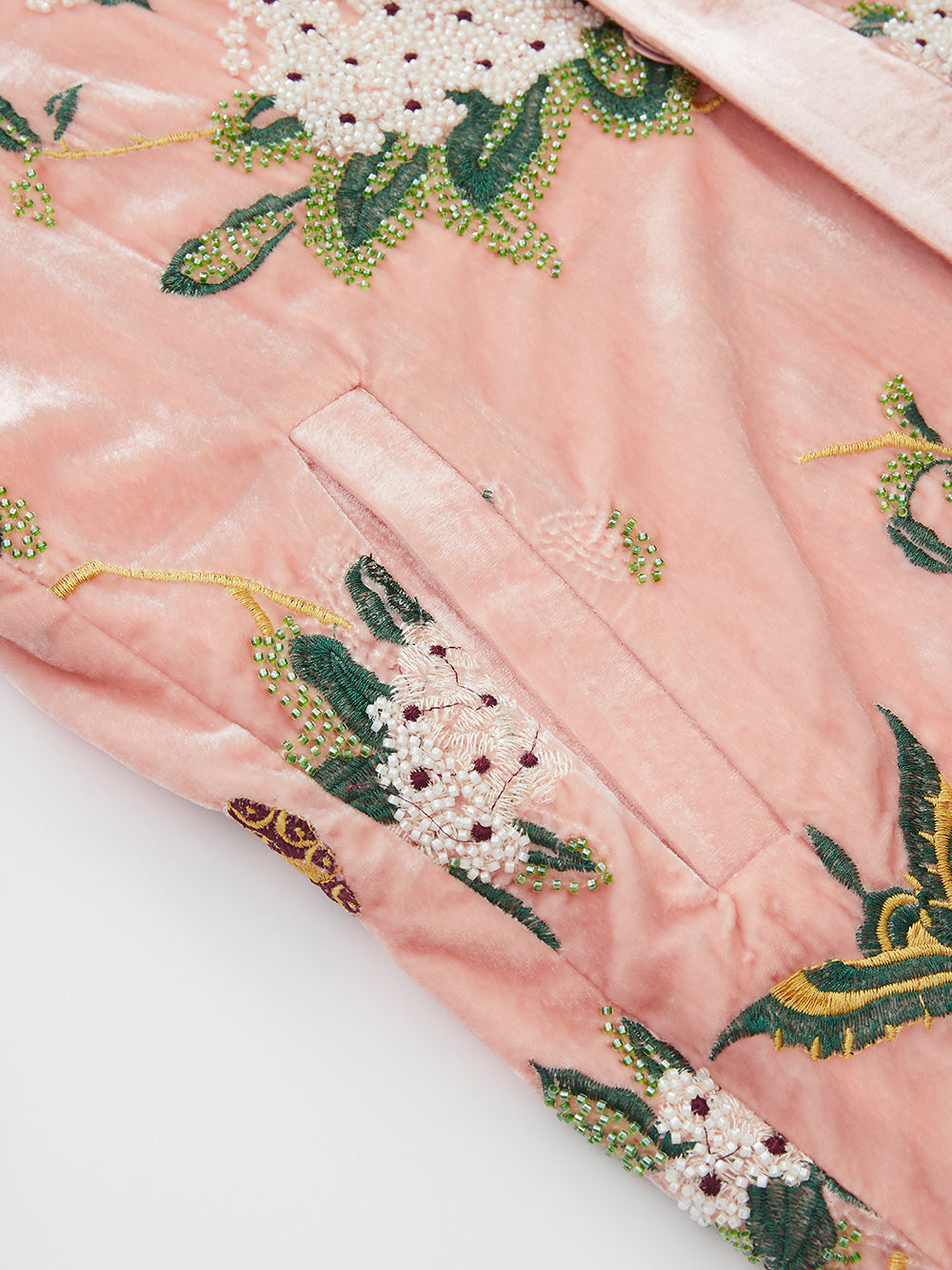 MUKZIN“The Sequence of Deer's Call”Pink Velvet Chinese-Style Floral Embroidery Loose Casual Outerwear