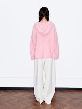 MUKZIN“Capsule Collection”Pink Mohair Loose V-Neck Sweater