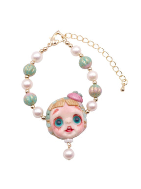 MUKTANK×QUANDO Momoco Handmade Doll Pearl Bracelet Sterling Silver