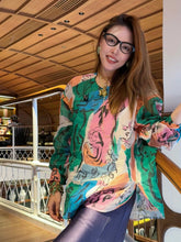 MUKZIN“Capsule Collection”Ink Wash Blue-Green Chiffon Shirt