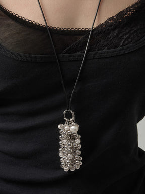 MUKTANK×SUN HUNTER Pearl Cluster Faux Pearl Adjustable Slider Necklace