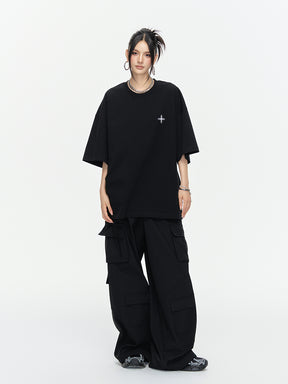 MUKTANK×ARDENCODE Reflective Print Casual 305g Heavyweight Pure Cotton Crewneck Unisex Short-Sleeved Loose T-Shirt