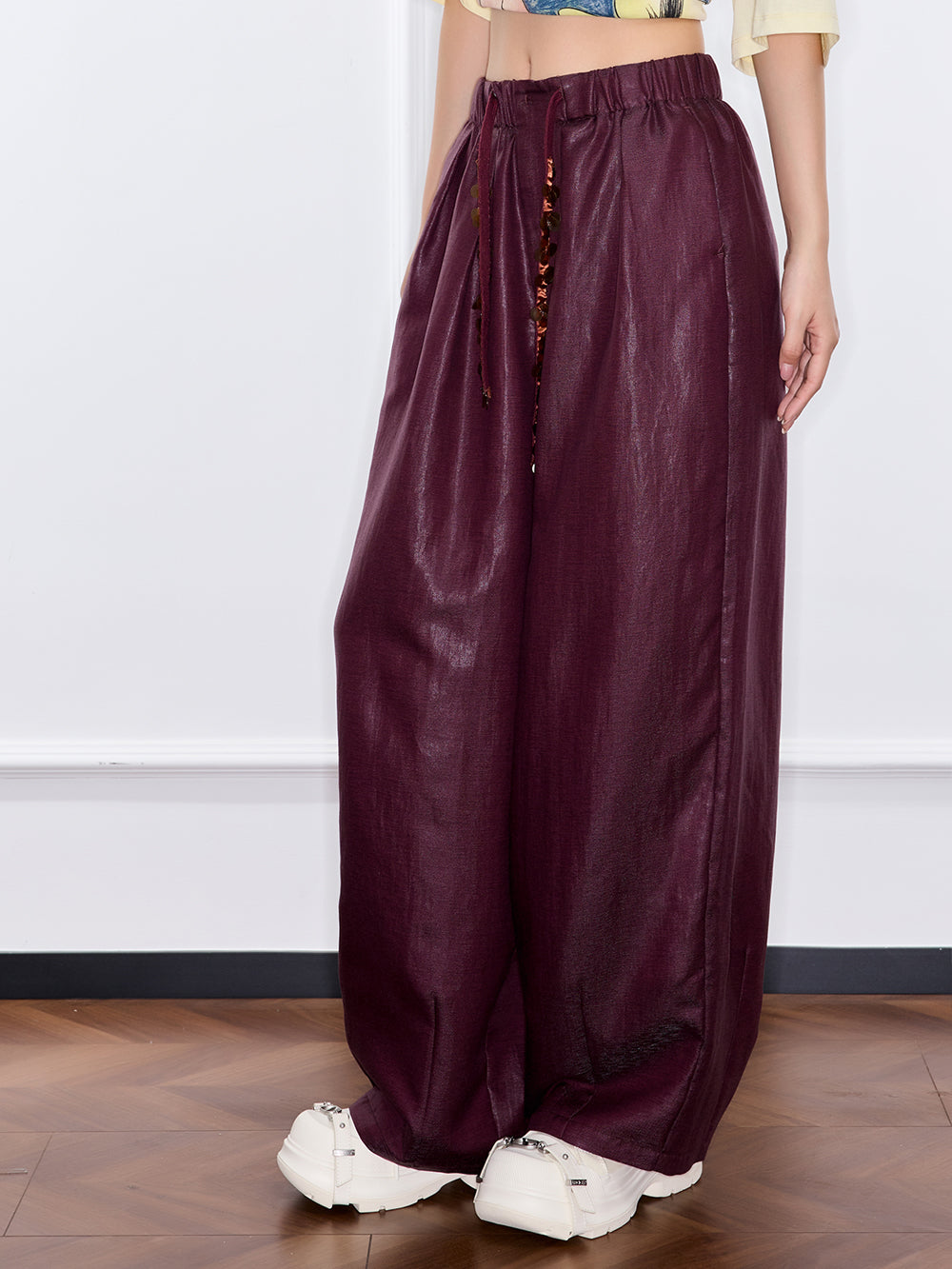 MUKZIN “Ode to the New Summer”Burgundy - colored Wide - leg Pants