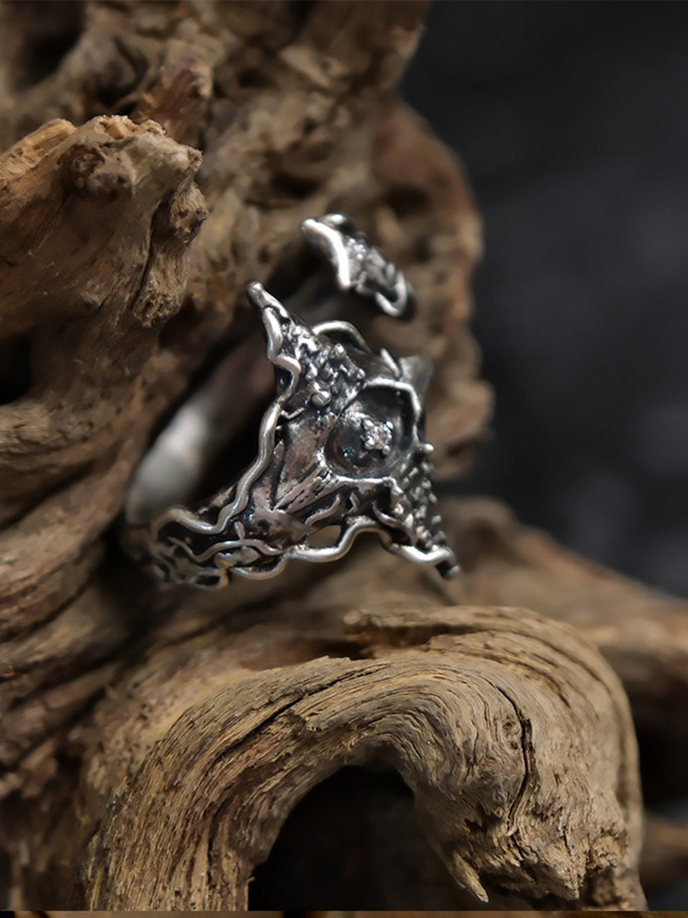 MUKTANK X QUANDO Dark Star's Eye Pure Silver Ring