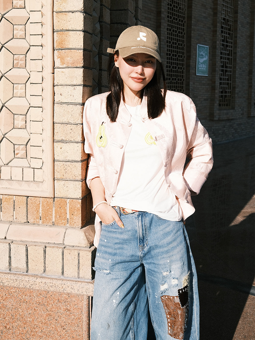 MUKZIN“Capsule Collection”Pink Jacquard Pear-Shaped Embroidery Chinese-Style Outerwear