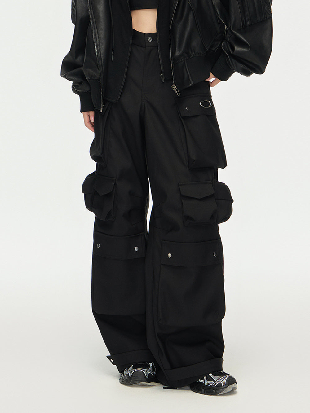 MUKTANK×ARDENCODE Unisex Oversized Loose Mid - rise Wide - leg Work Pants with Multiple Pockets