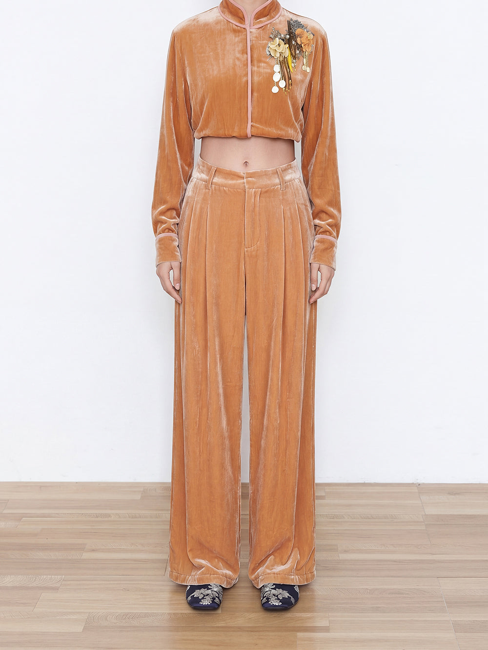 MUKZIN×Capsule Collection New Chinese-Style Silk Velvet Trouser Set