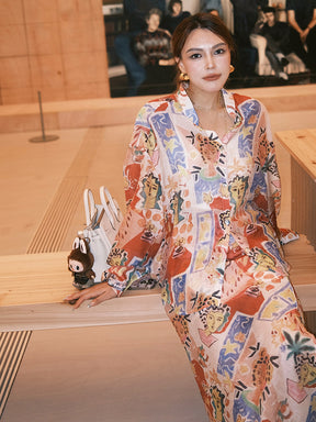 MUKZIN“Capsule Collection”Eye - Catching and Versatile Loose Long - Sleeve Shirt with Abstract Figure Prints