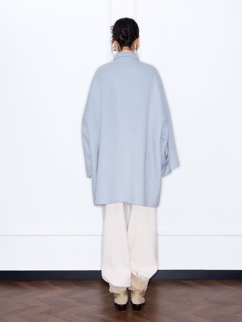 MUKZIN“The Sequence of Deer's Call”Oversized Light Blue Wool Blend Coat
