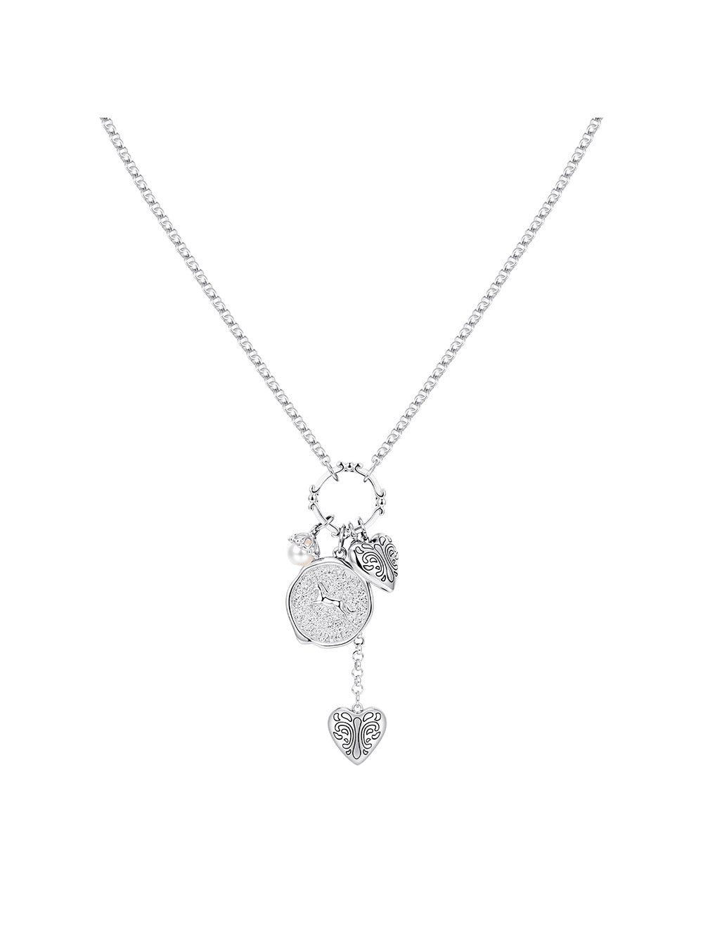 MUKTANK×SUN HUNTER Short Intricate Heart Coin Necklace