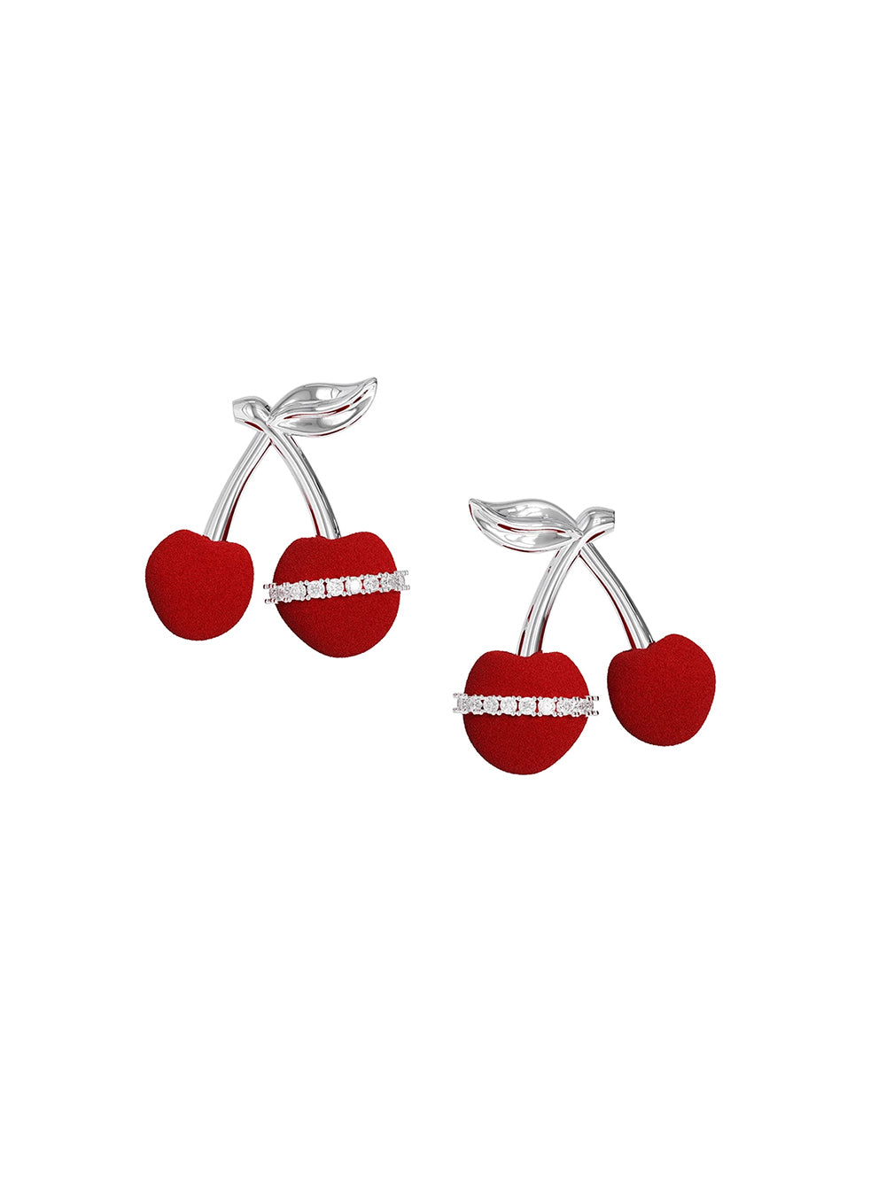 MUKTANK×SUN HUNTER Velvet Cherry Earrings (with Leaves)