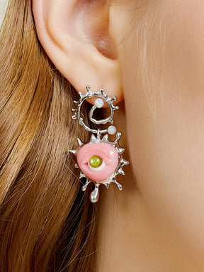 MUKTANK X QUANDO Pink Monster Sterling Silver Earrings