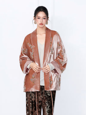 MUKZIN“Capsule Collection”Light Luxury Beaded Velvet Loose Fit Coat