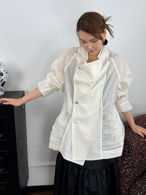 MUKZIN“Capsule Collection”White loose-fitting thin shirt