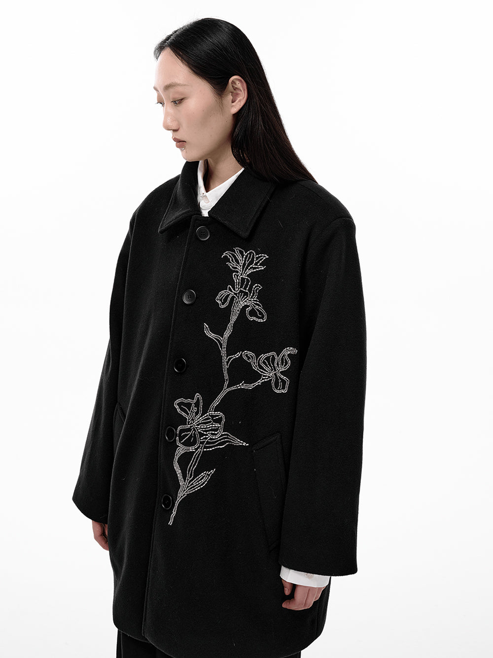 MUKTANK×LOUMUTAKU Iris Beaded Tube Embroidered Overcoat